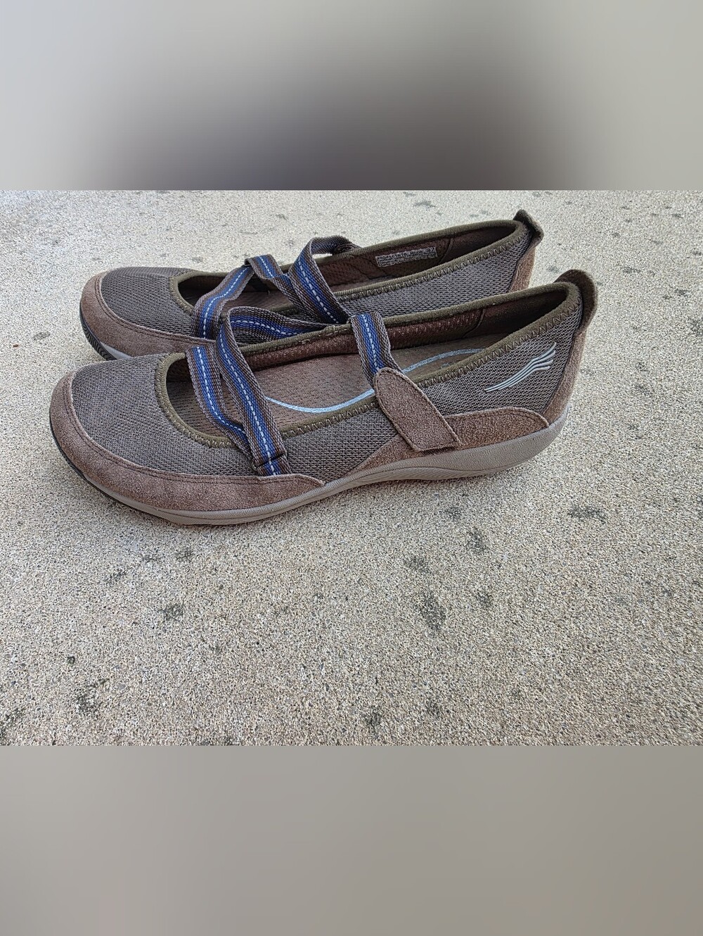 Dansko Brown Mary Jane Flats with Blue-Trim Straps
